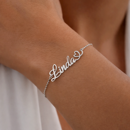 Handmade 925 Sterling Silver Linda Name Chain Bracelet